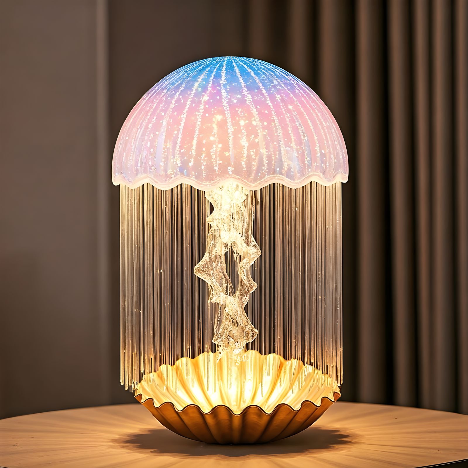 Iridescent Jellyfish Lamp in Disney Animation Style