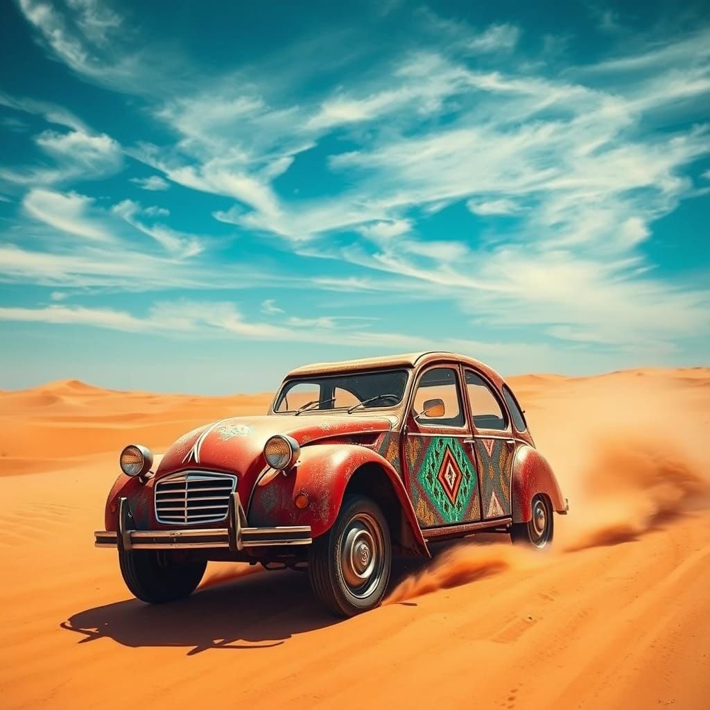 Vibrant African Desert Citroën 2CV Speeds Across Dunes in a ...