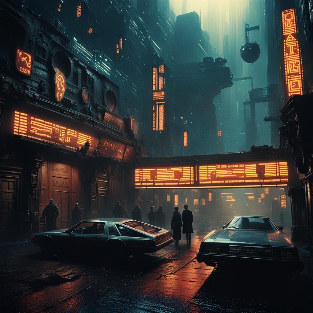 Futuristic Cityscape in Blade Runner Style