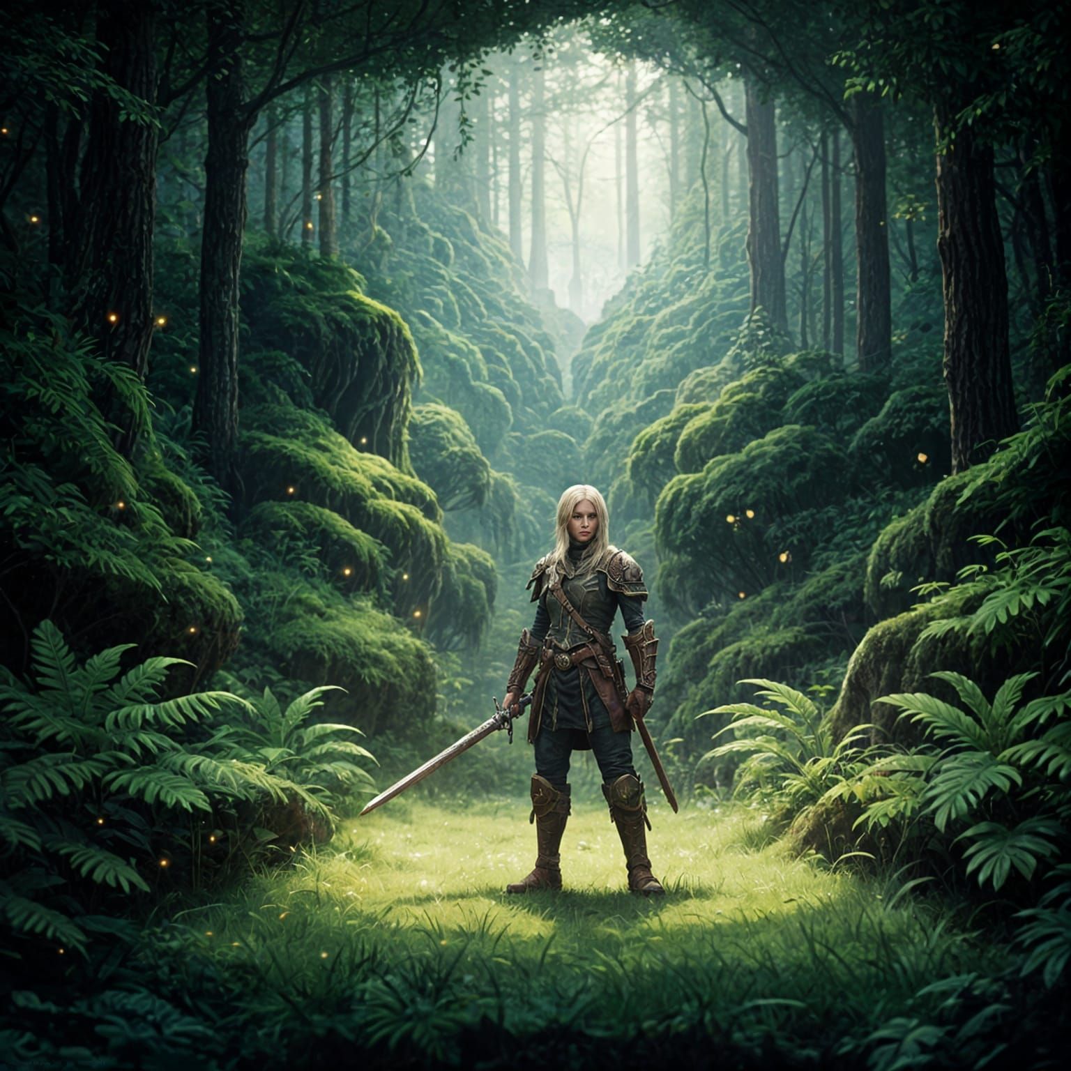 2D RPG Character in Lush Pixelated Landscape