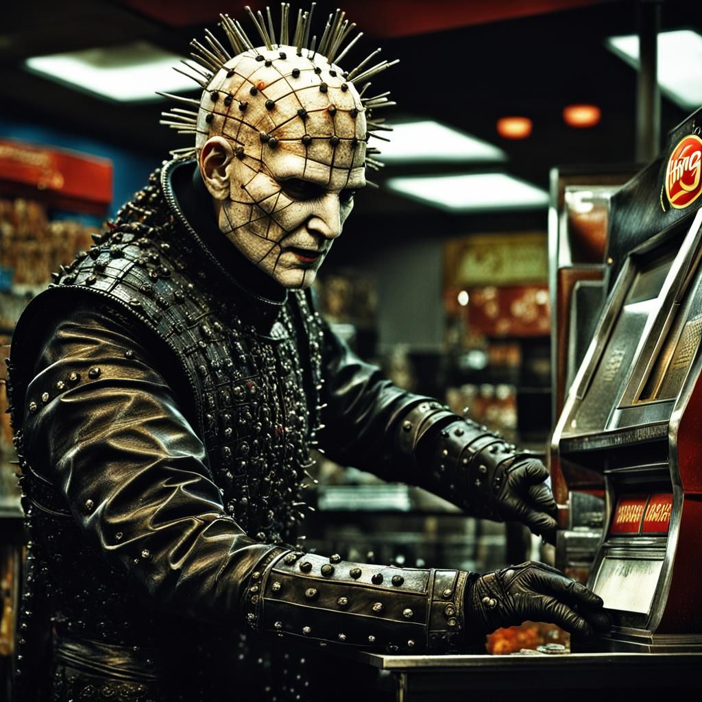 Pinhead Orders a Whopper: Hyperrealistic Hellraiser Scene