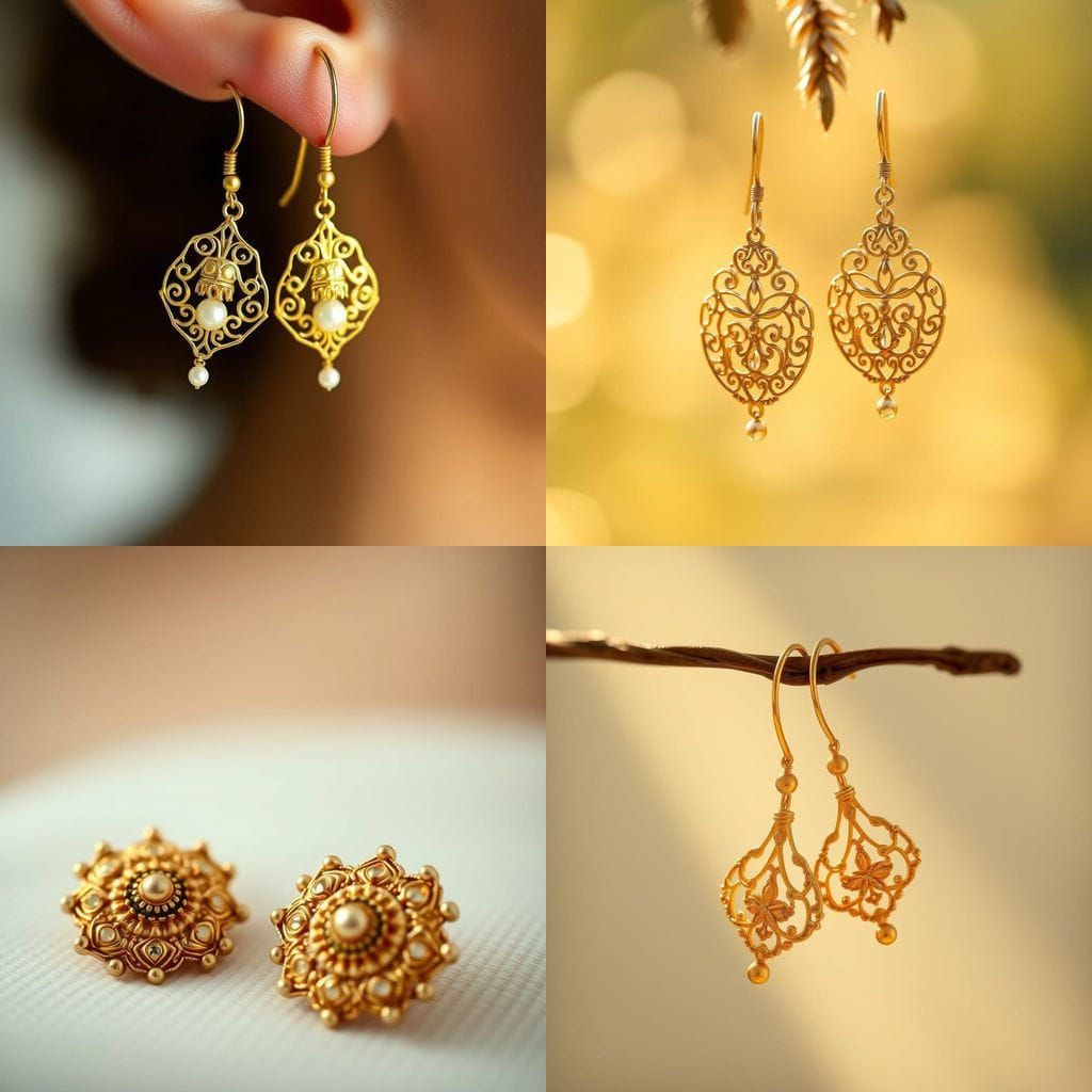 Luxurious Gold Earrings in Stunning Realism