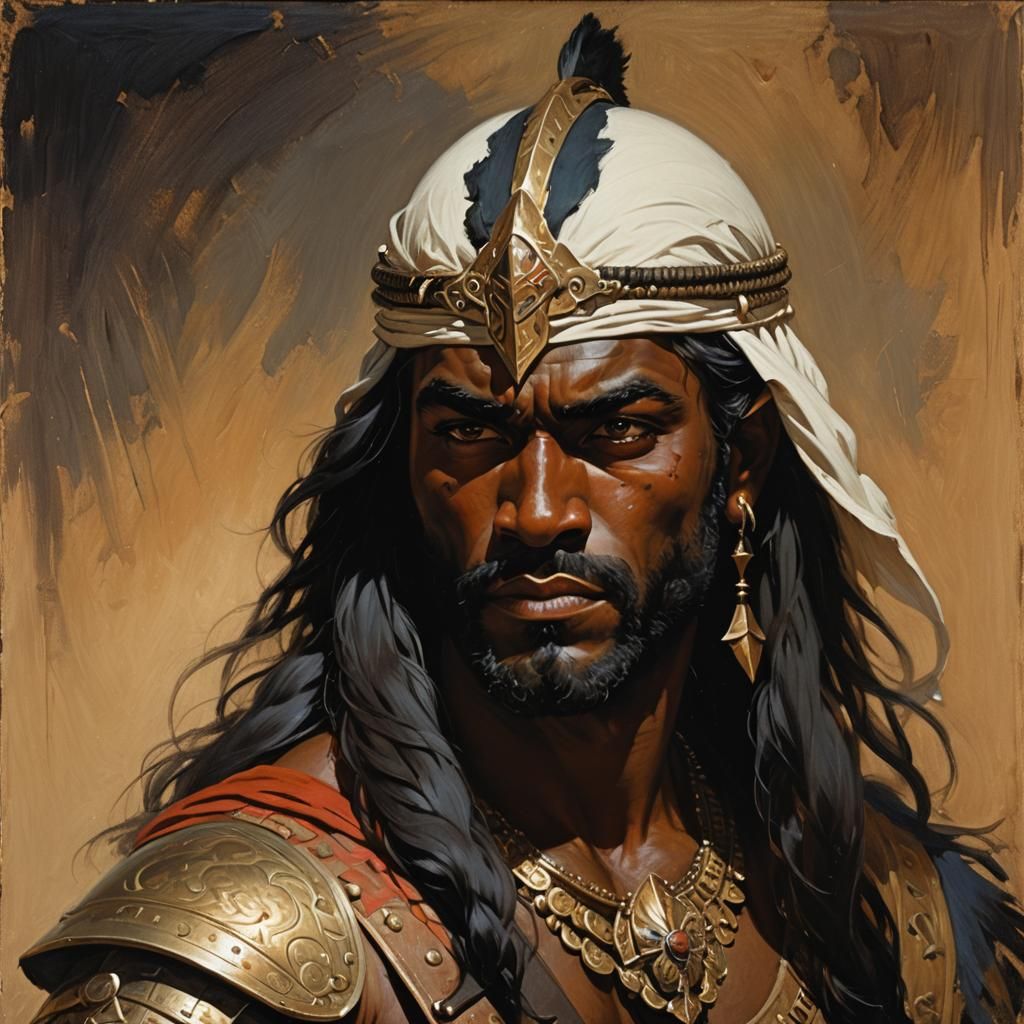 Arabian Warrior Portrait in Classic Fantasy Art Style