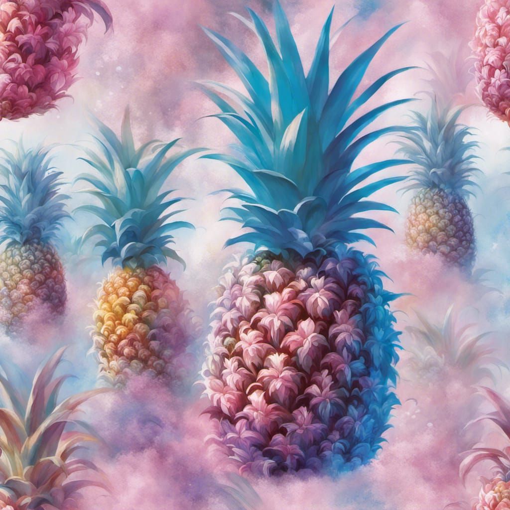 Pineapple  no background pink and blue