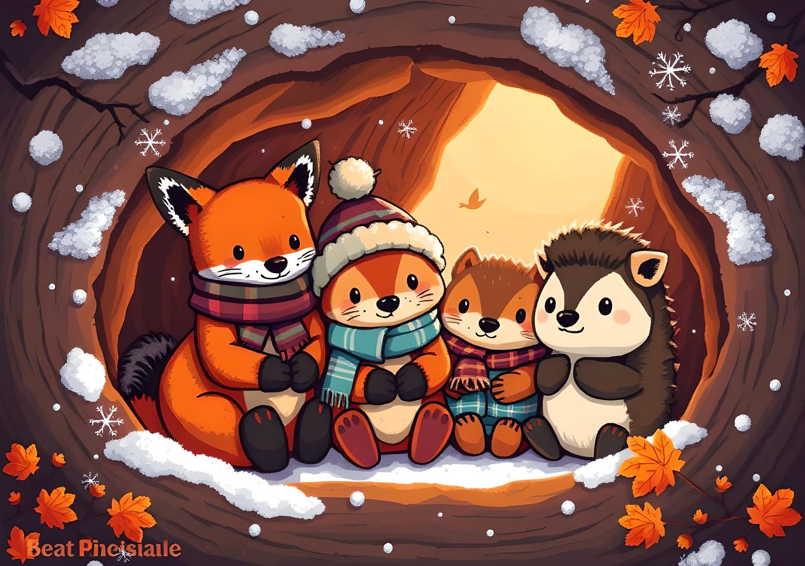 8-bit Pixel Art: Autumn Animals in Winter