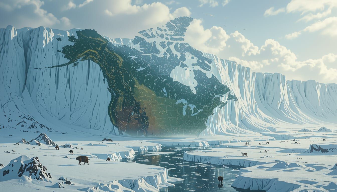 North America Under Massive Ice Sheets: Dystopian Map