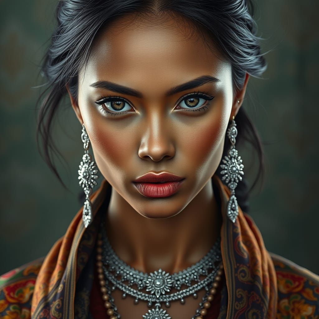 Hyperrealistic Portrait of a Beautiful Woman in Intricate Em...