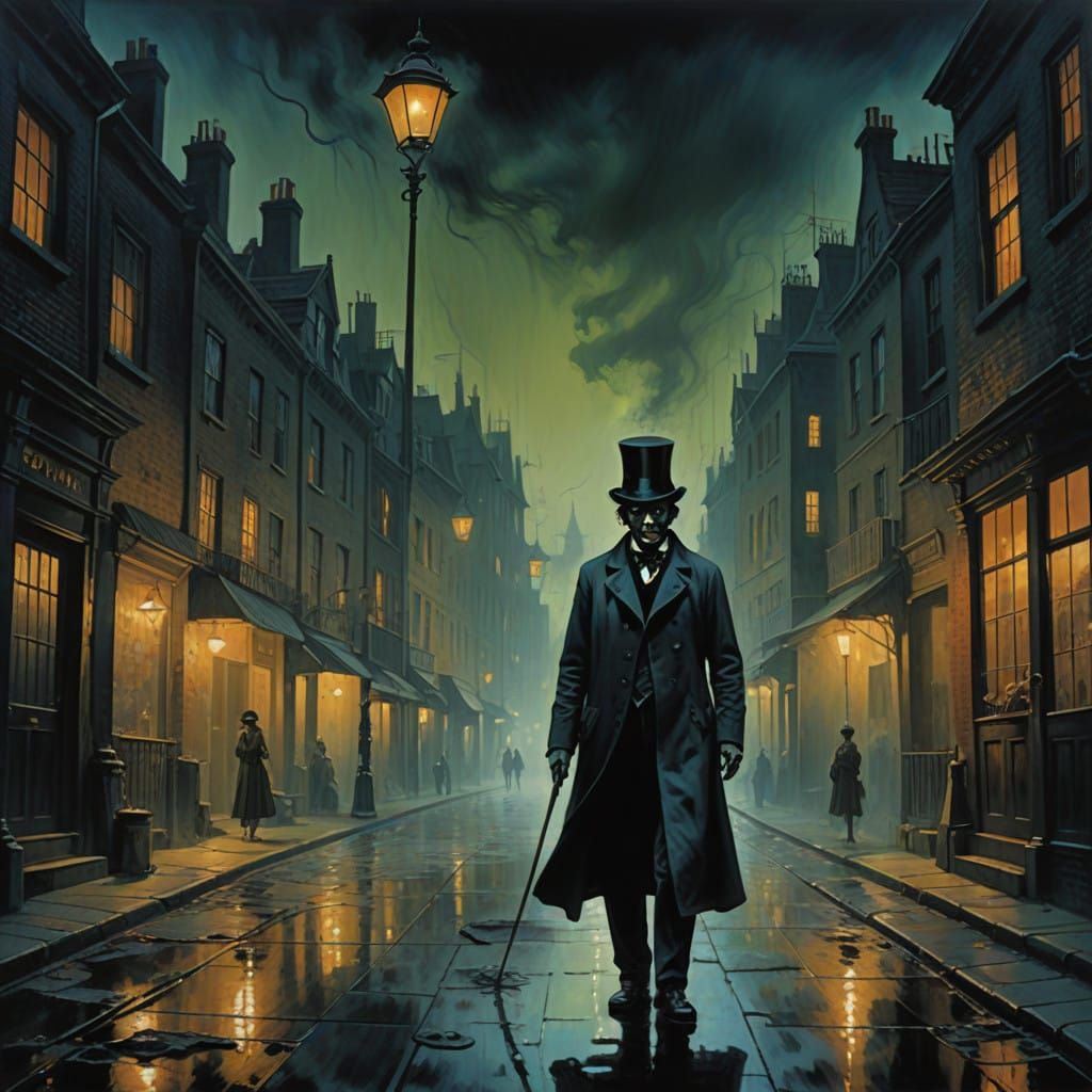Victorian Street Urchin Amidst Dreamlike Fog in Dali-Inspire...