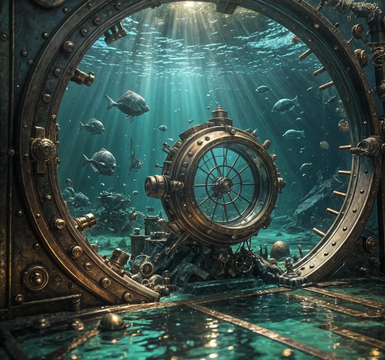 Steampunk Nautilus Observation Deck at Dusk