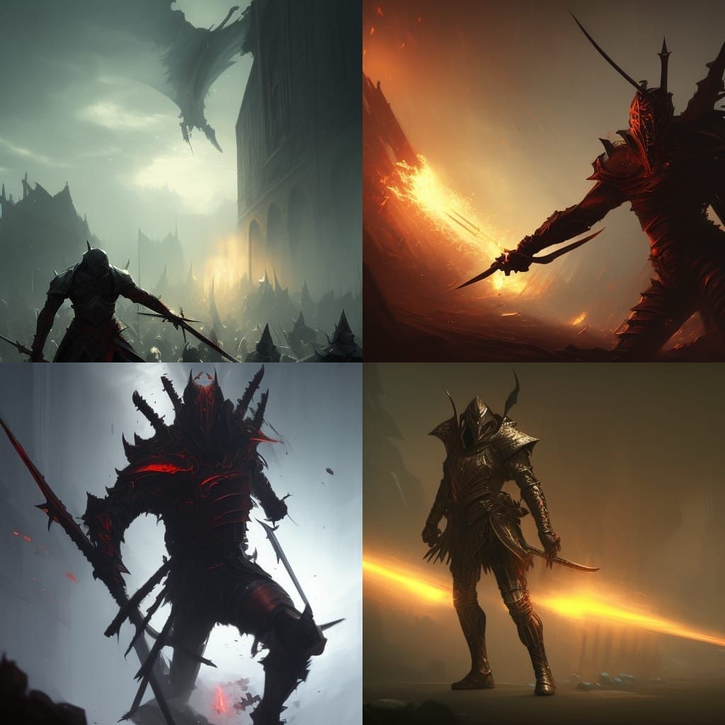 Evil Knight in Combat Stance, Detailed Digital Art