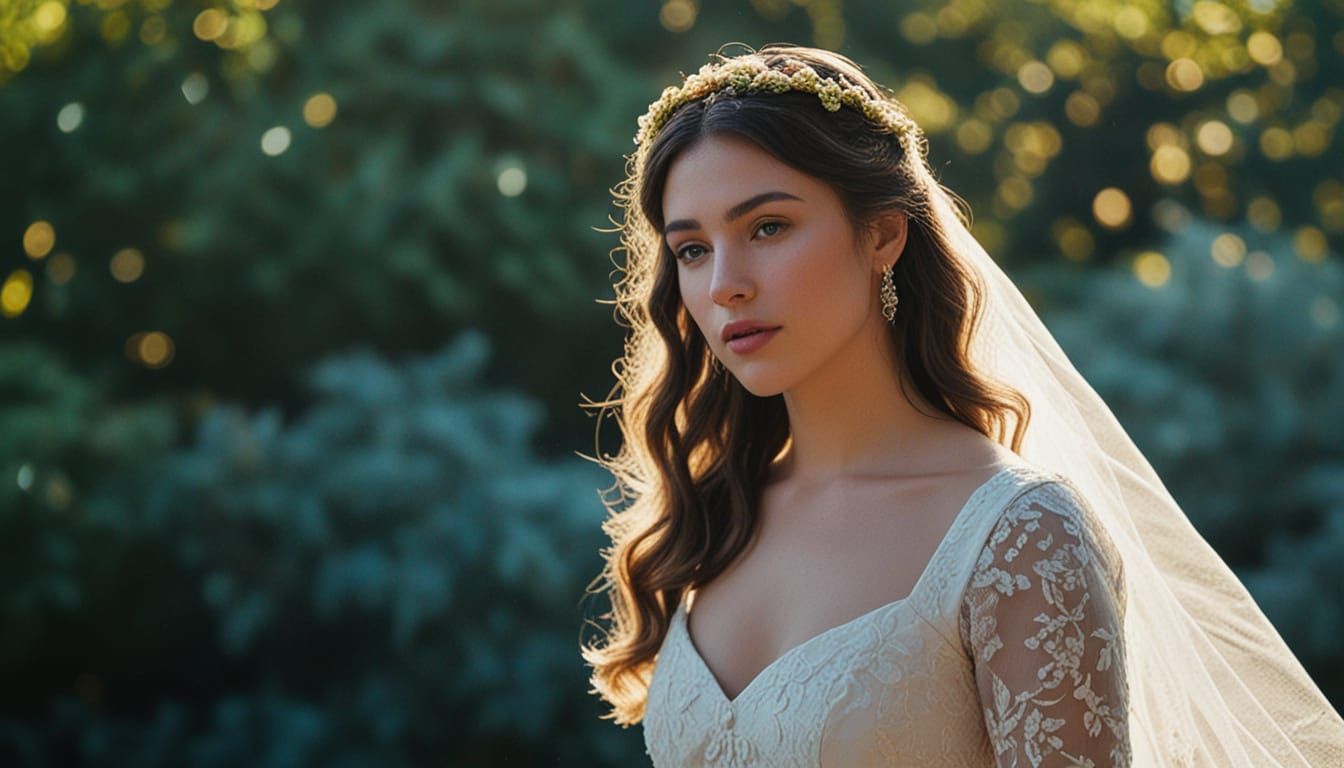 Ethereal French Goddess Under Moonlit Night