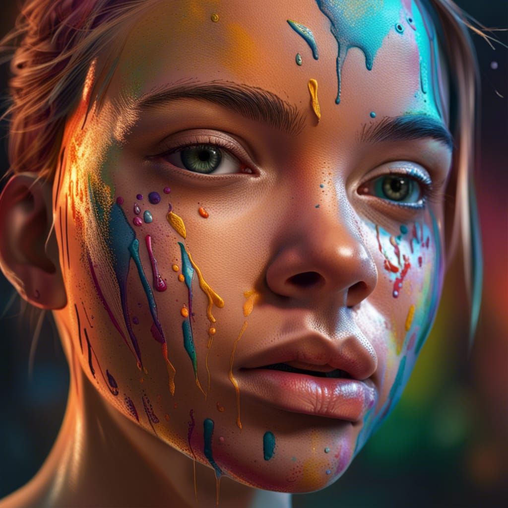 Girl with Facial Scars in Hyperrealistic Style