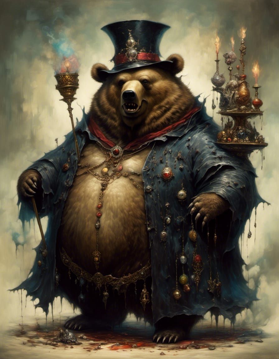 Dark Magical Wizard Bear Portrait