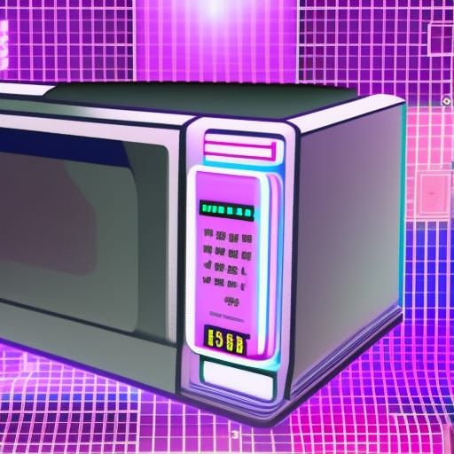 Synthwave Microwave in Neon Retro Style