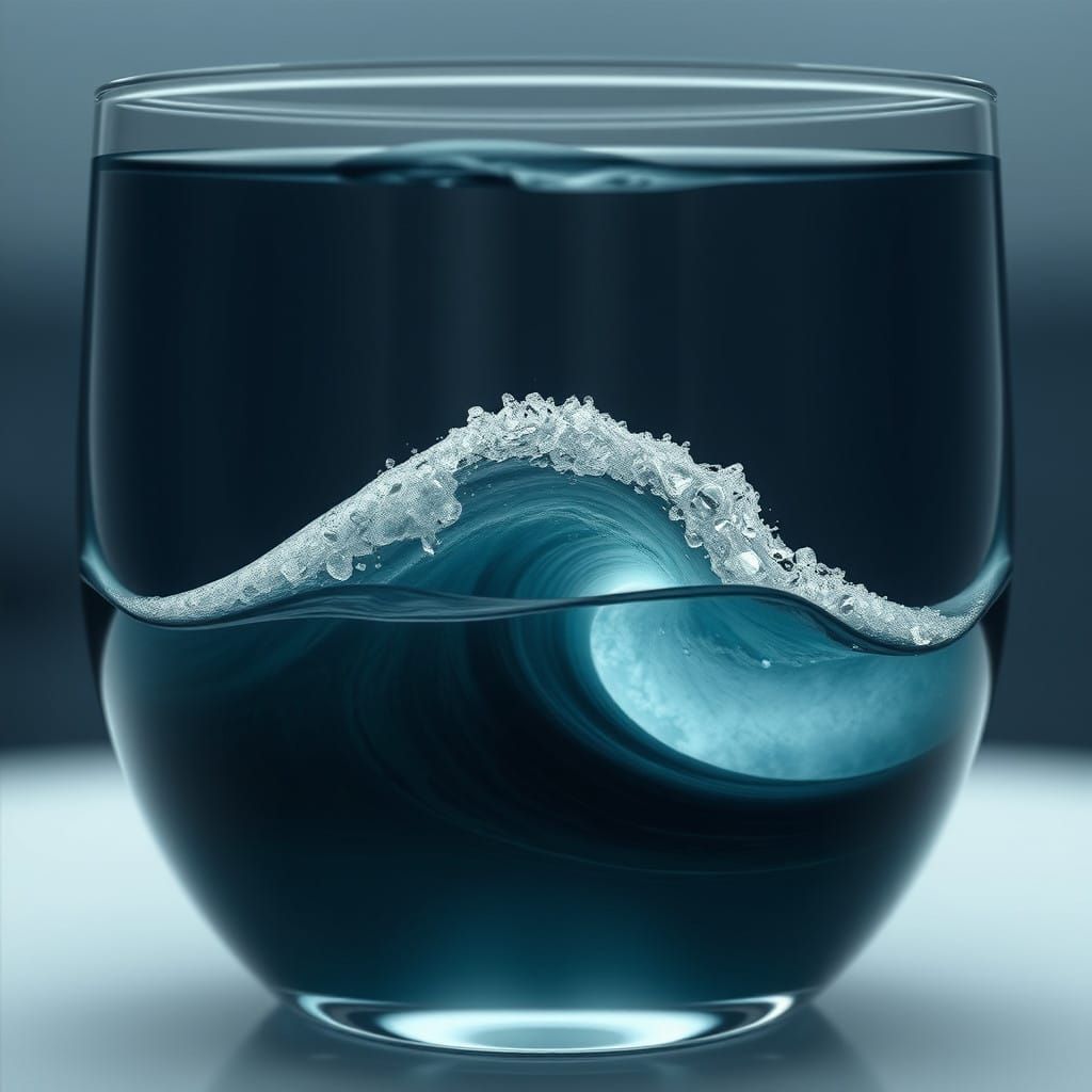 Serene Ocean Wave Suspended in Delicate Transparency