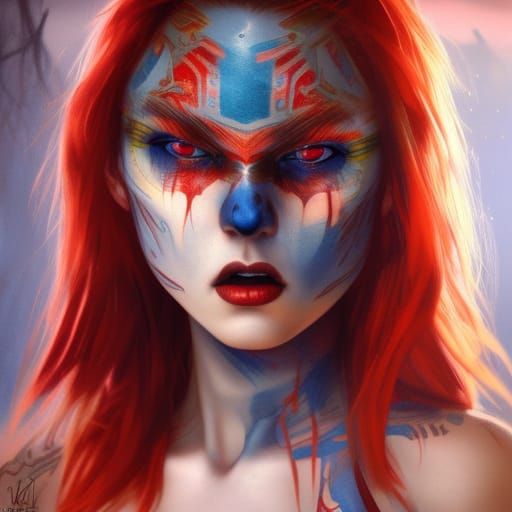 Tribal Warrior with Red Hair in Vampire Style