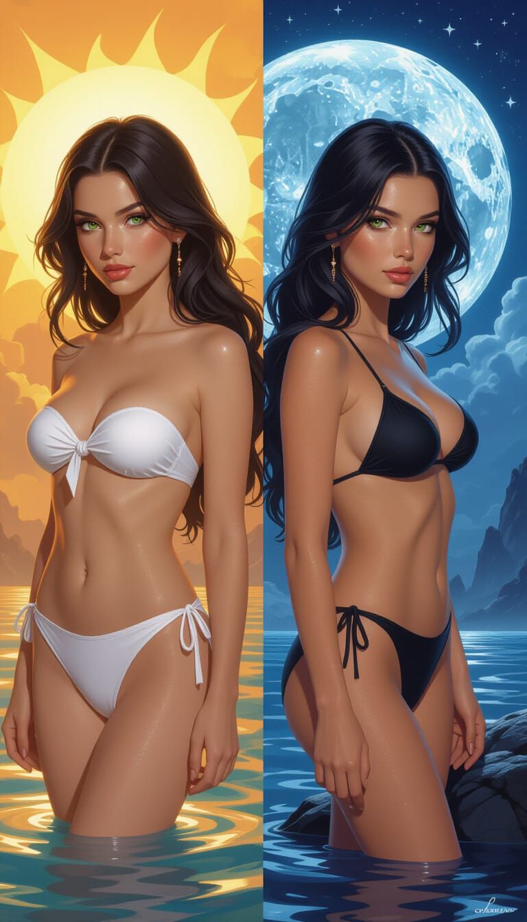 Fantasy Twins: Sun and Moon Personified