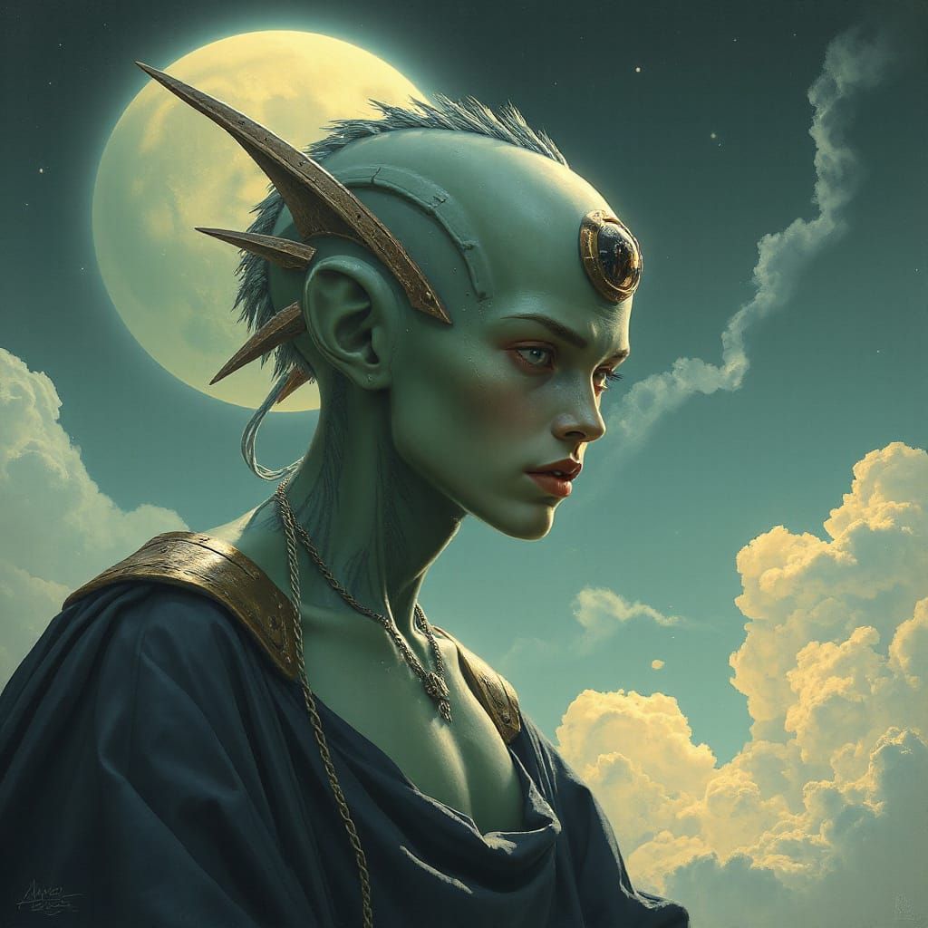 Alien Ruler on Exoplanet: Sci-Fi Fantasy Art