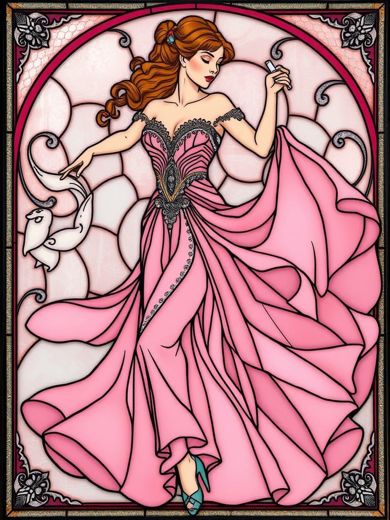 Art Nouveau Stained Glass Ballroom Dress Design