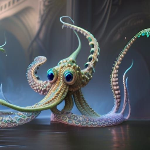 Intricate Cephalopod with Lace Tentacles, in 3D Digital Art ...