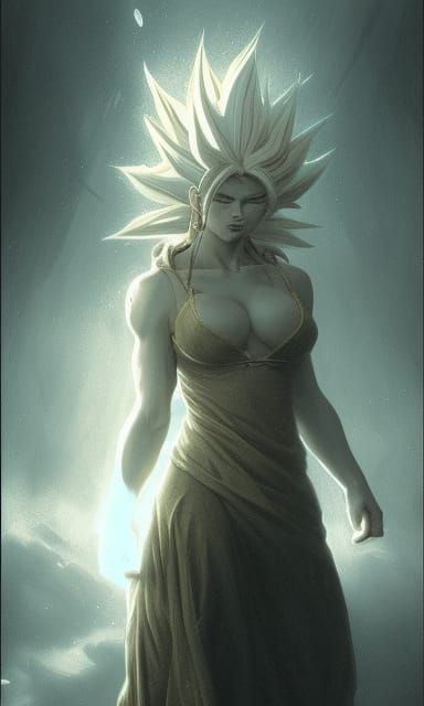 Realistic Female Super Saiyan in Horror Style