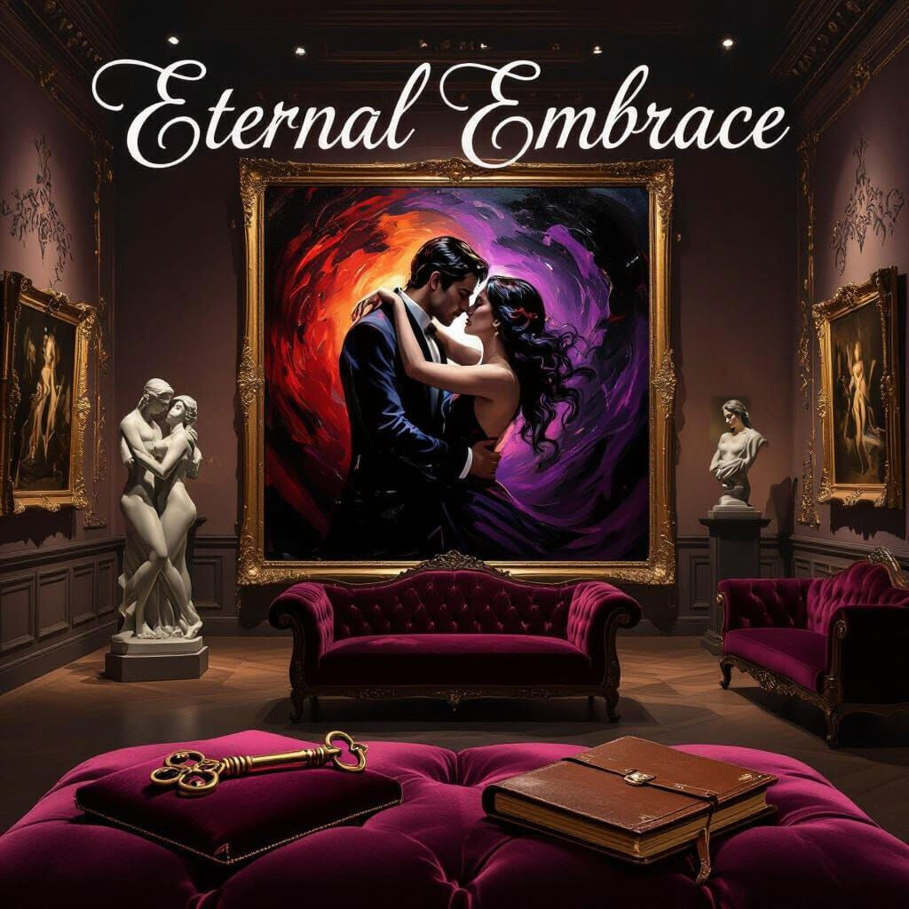 Opulent Gallery Painting of Passionate Embrace
