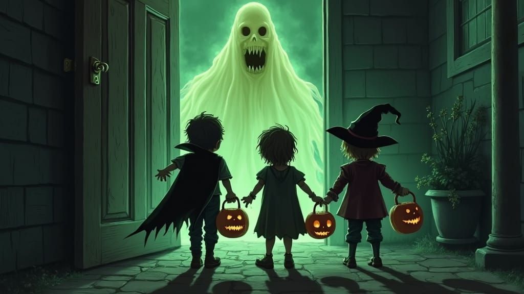 Terrifying Ghost Scares Trick-or-Treaters on Halloween Night