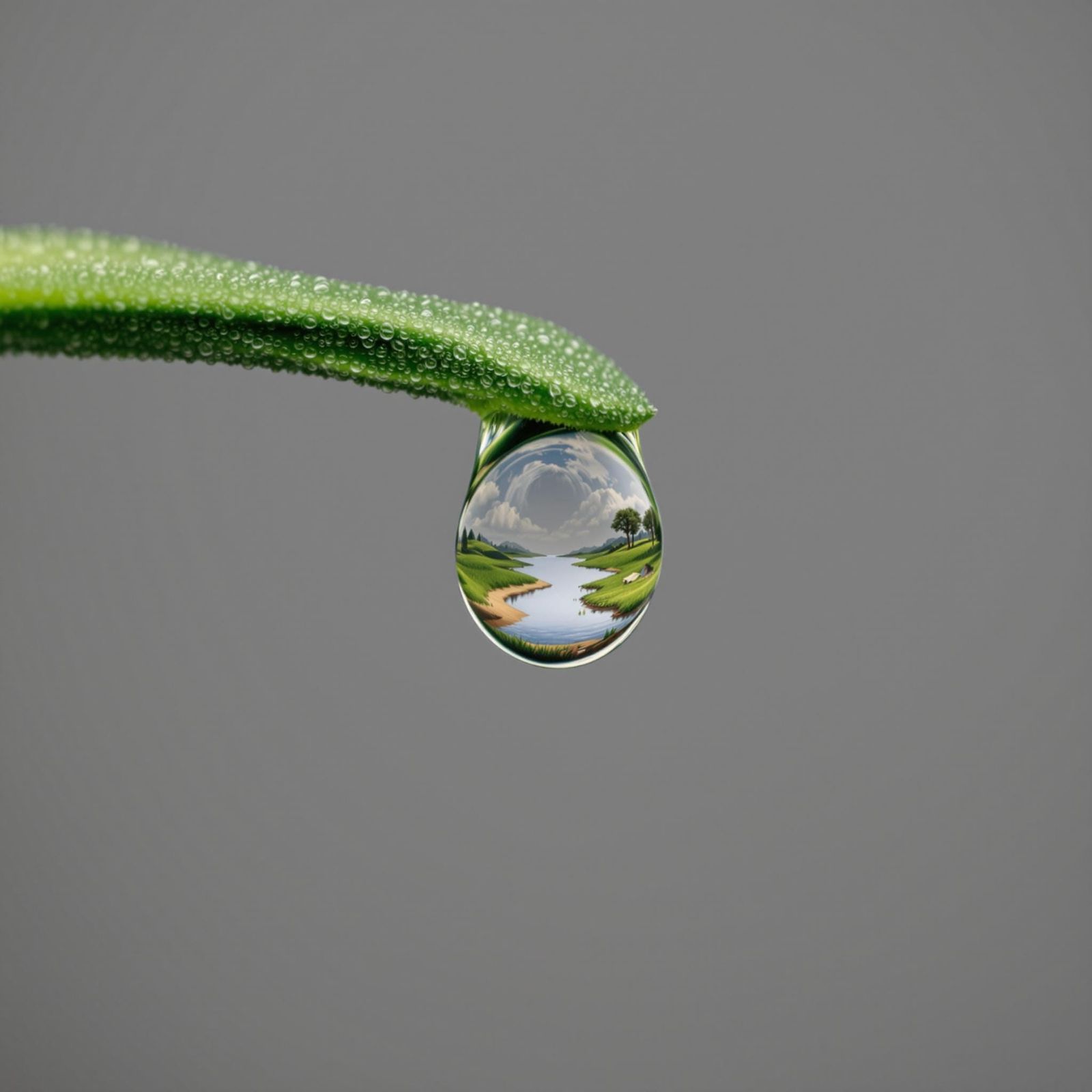 Dew Drop Miniature Landscape Macro Photograph