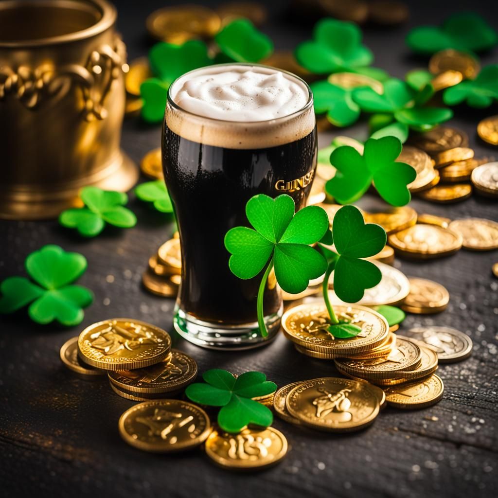 Saint Patrick's Day Celebration with Guinness and Gold
