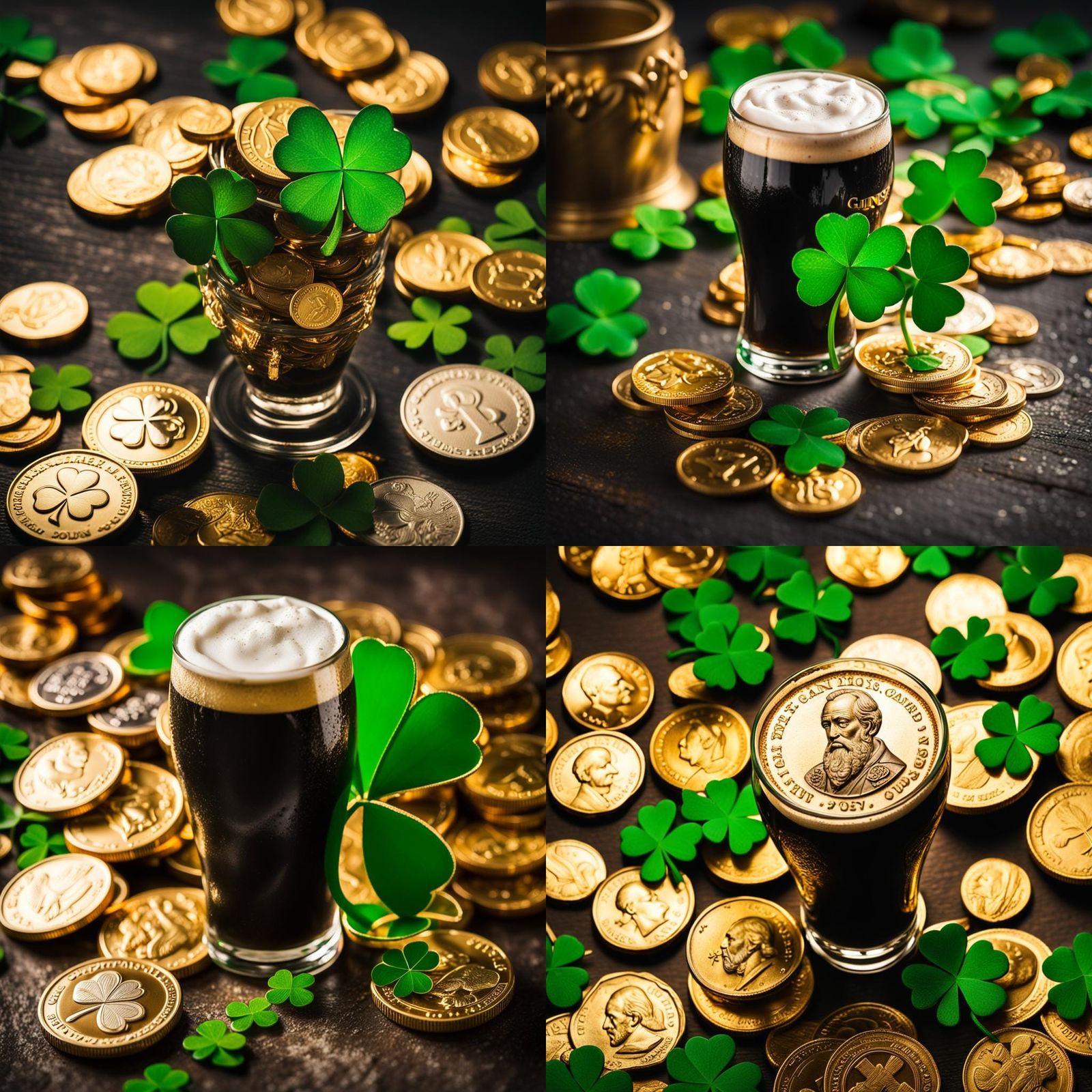 Saint Patrick with Guinness and Gold Coins