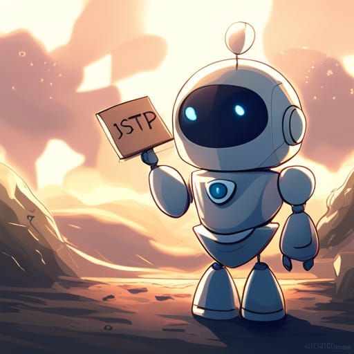 Cute Robot Holding Sign in Anime Style
