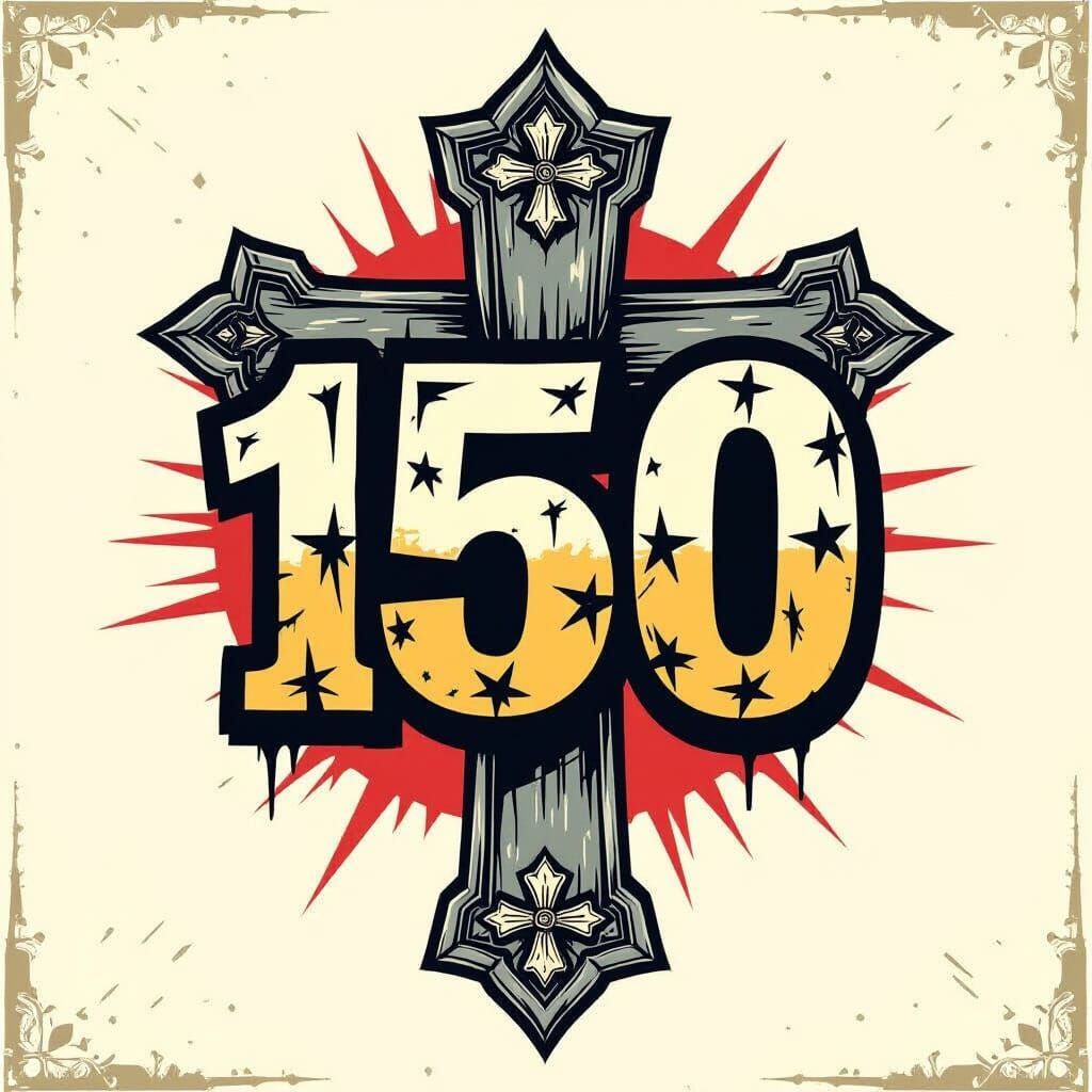 Distressed Orthodox Cross Logo in Graffiti Punk Style