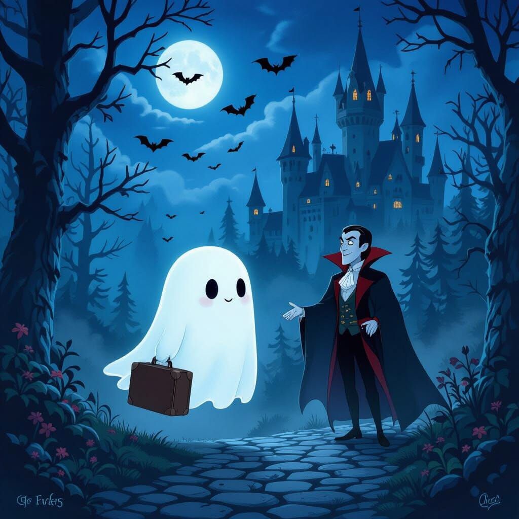 Adorable Shy Ghost's Spooky Vacation in Transylvania
