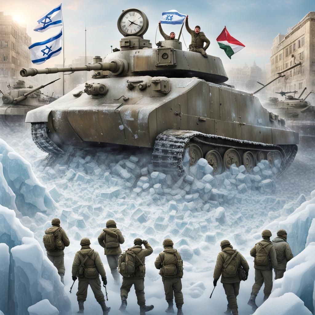 Frozen Time: Tanks, Soldiers, and Looming Faces