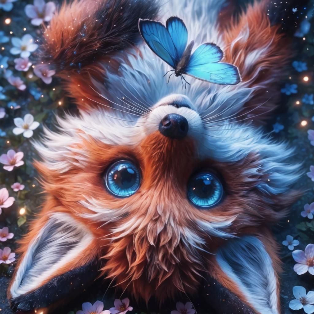 Fox and Butterfly: Hyperrealistic Digital Art