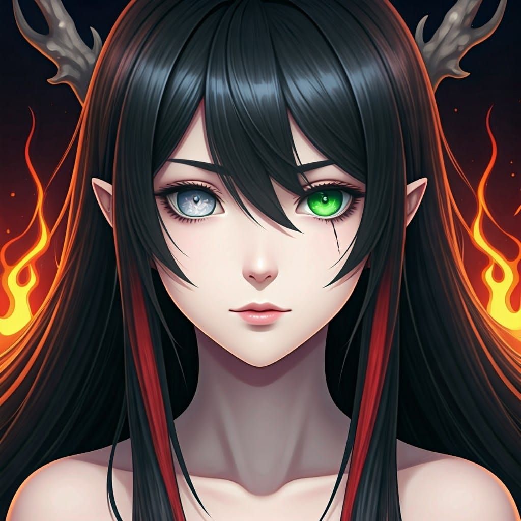 Striking Naga Woman with Spooky Eyes, Anime Style