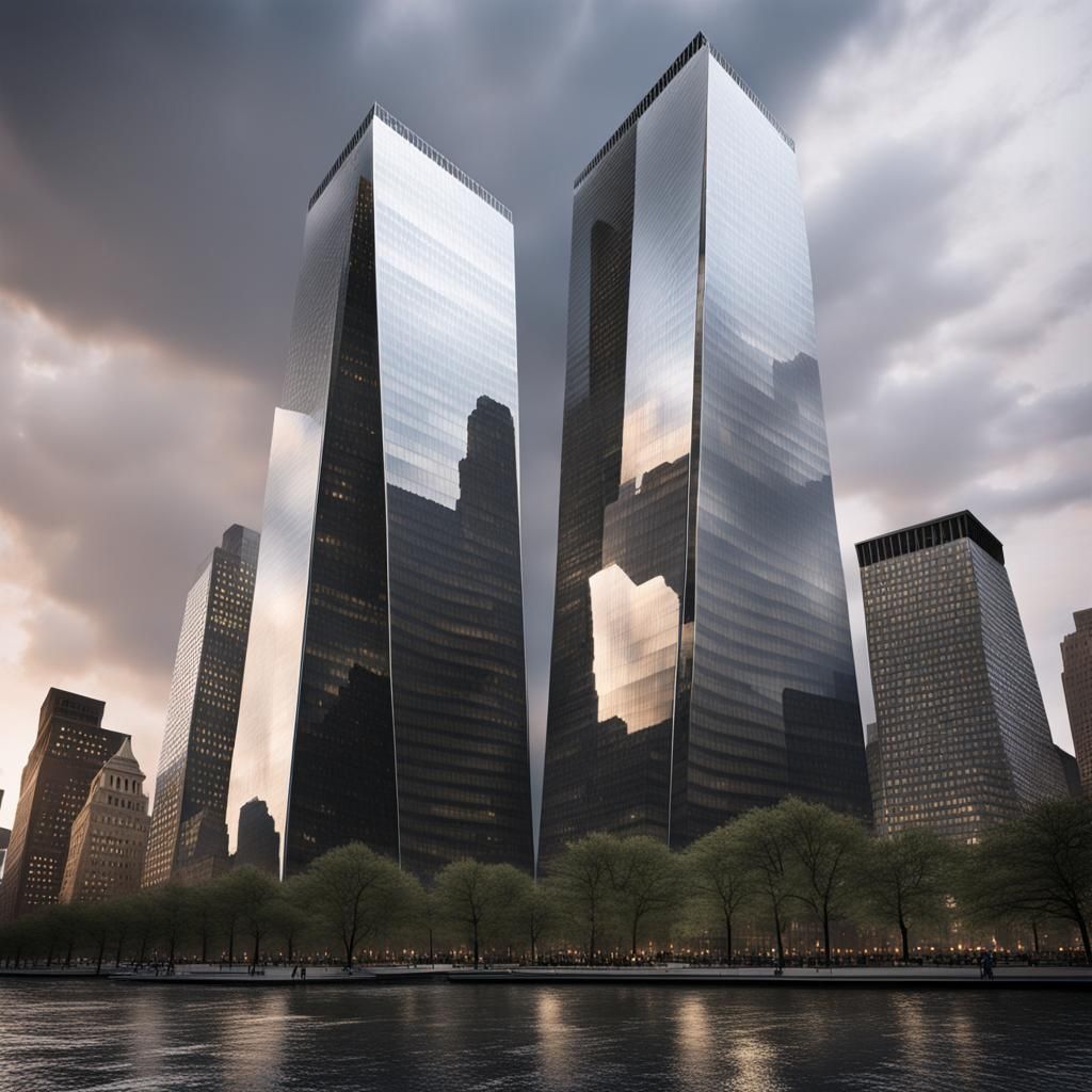 Glass Twin Towers Rebuilt: Sinister Digital Rendering