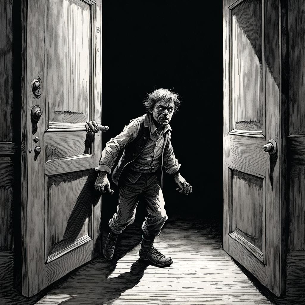 Sinister Hand Pulls Boy Through Doorway