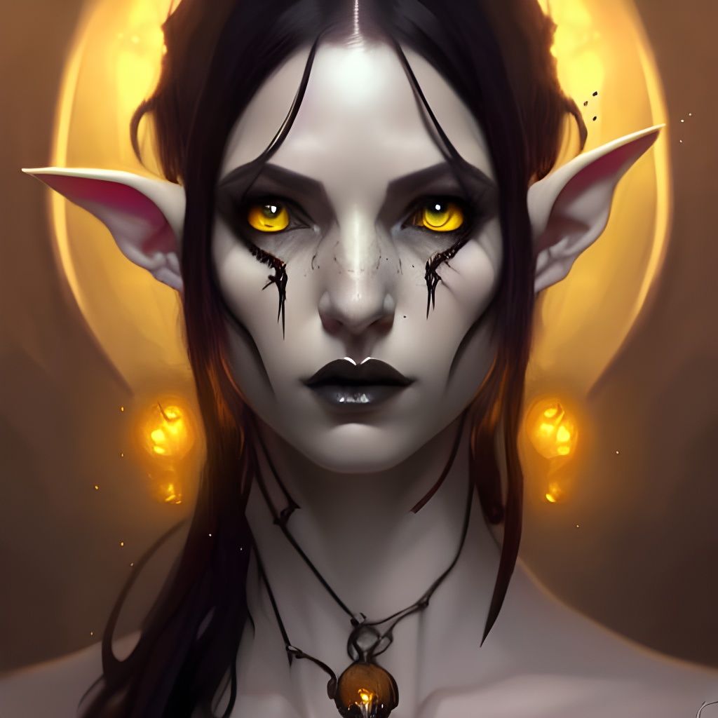 Gothic Elf Portrait in Hyperdetailed Style