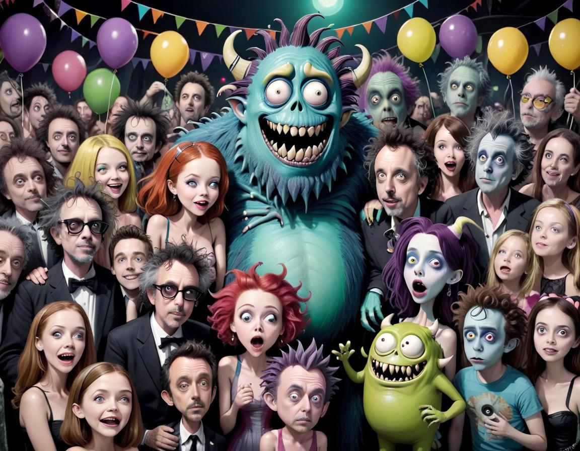 Monster Beach Party in Cartoon Comic Style