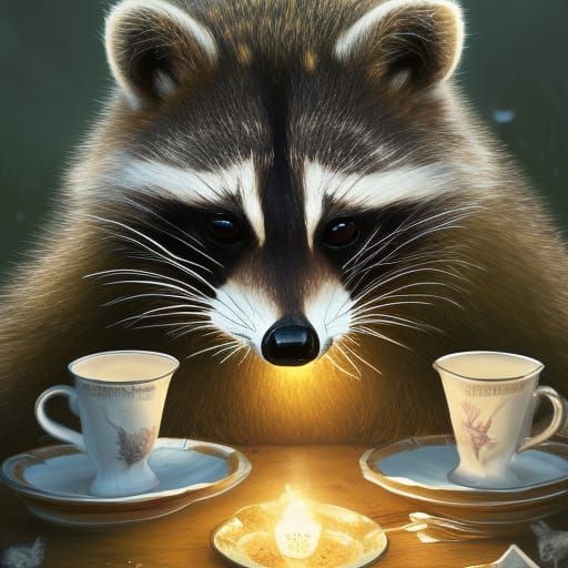 Whimsical Raccoon Tea Party: A Cottagecore Storybook Illustr...