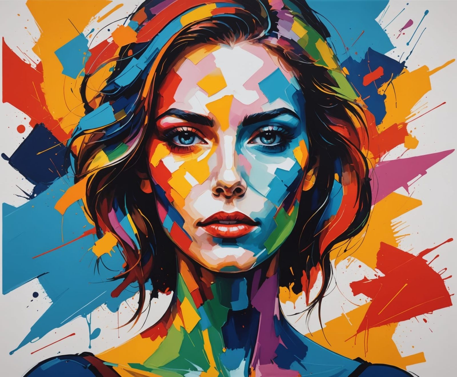 Vibrant Abstract Woman Portrait in Full Color
