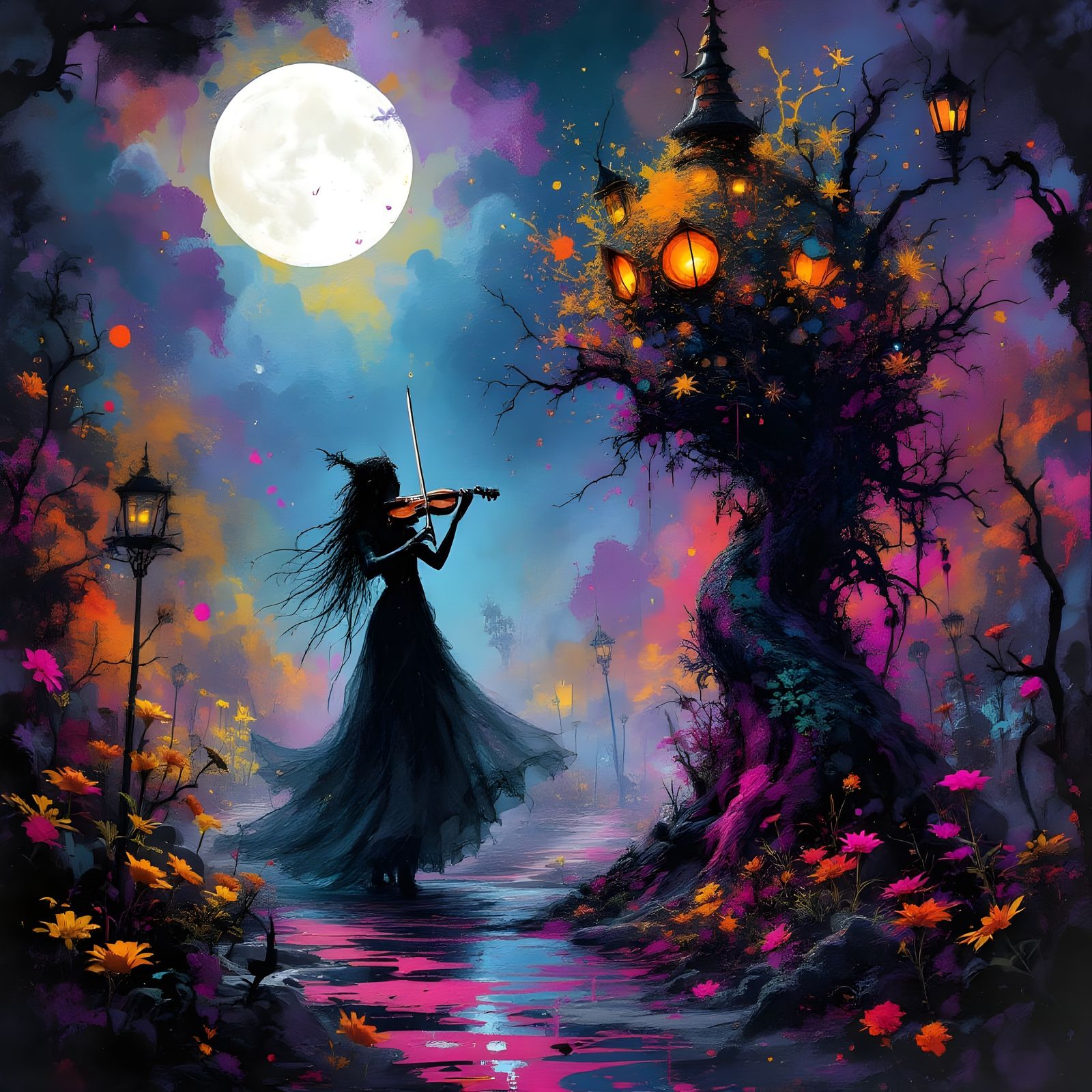 Vibrant Splattered Ink Art