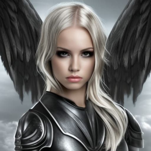 Angel in Black Armor Fighting