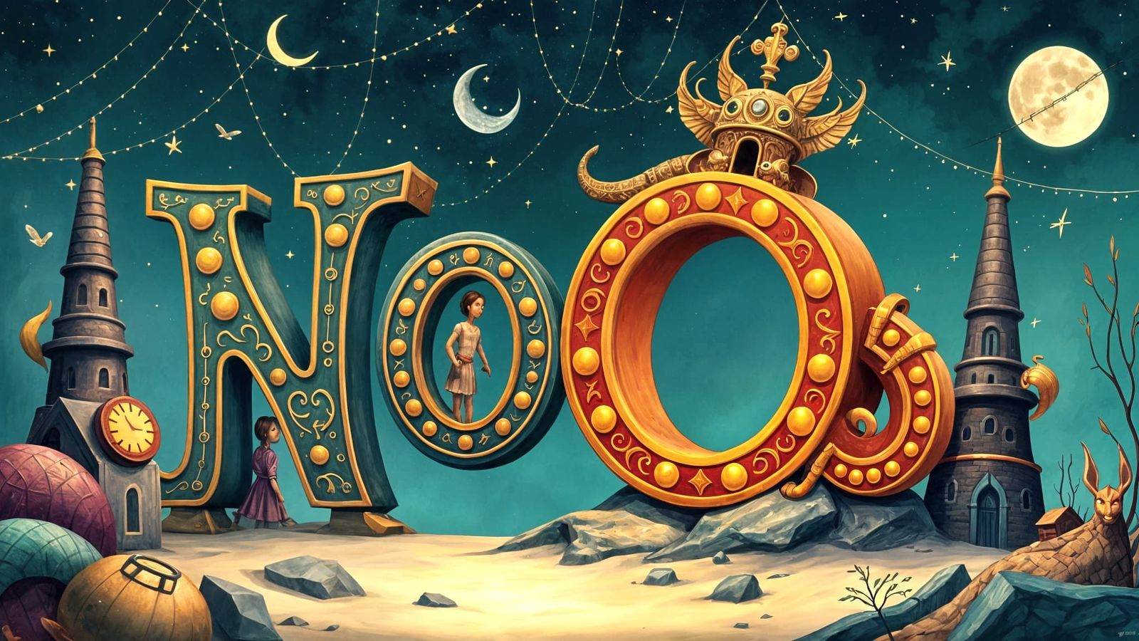 NOS Letters in a Qazar Storybook Style