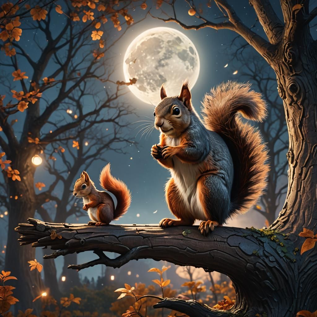 Squirrel Guardian of the Moon: Fantasy Concept Art