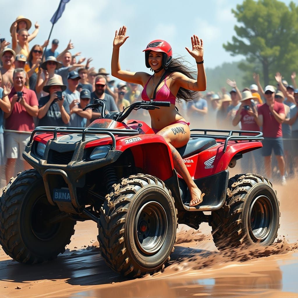 ATV Rider in Mud, Vivid Digital Art