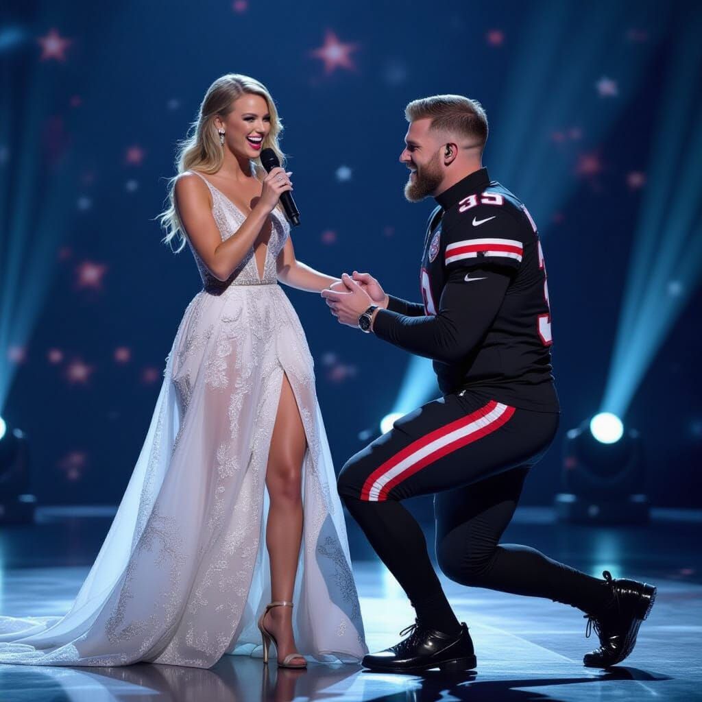 Taylor Swift's Joyful On-Stage Proposal by Travis Kelce