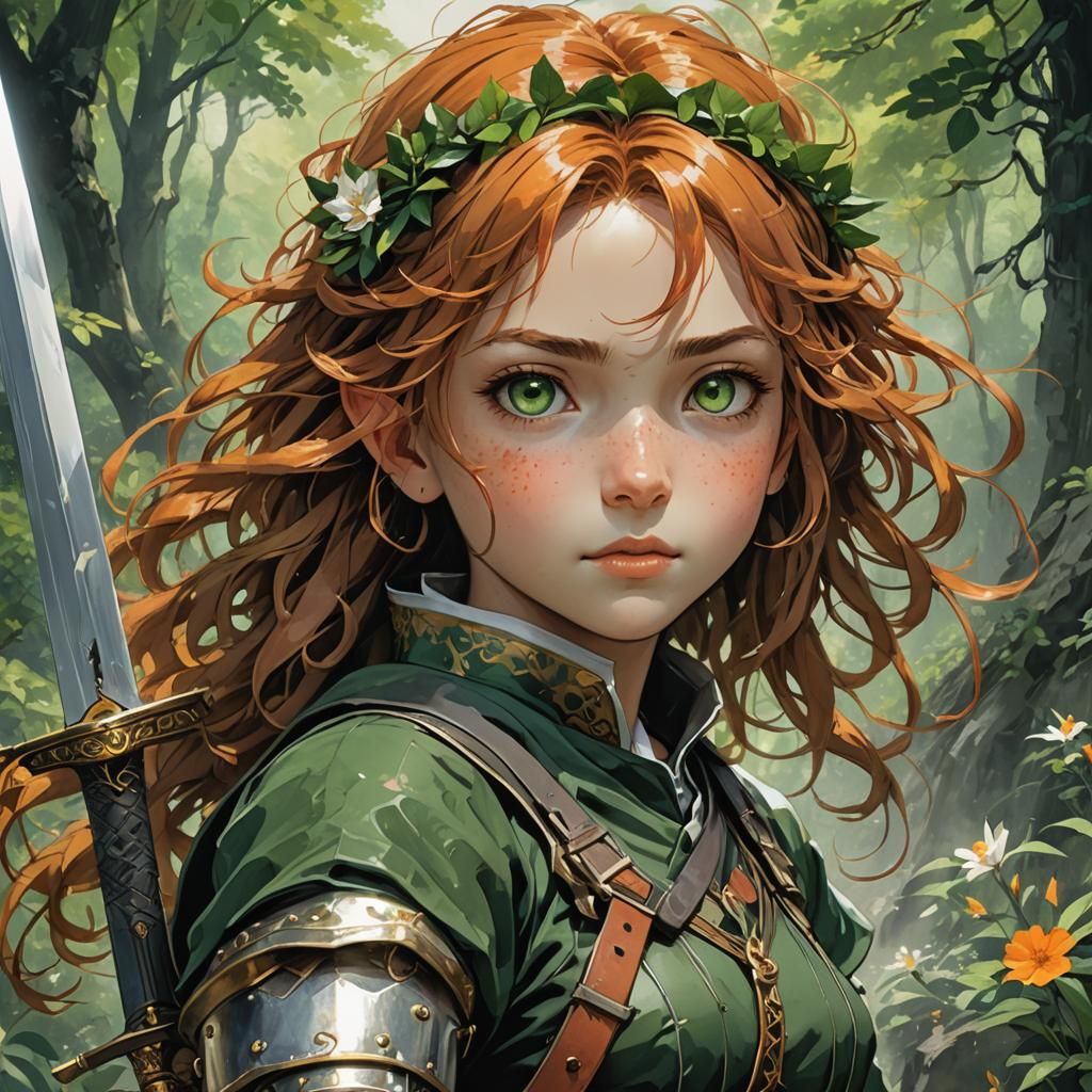 Smiling Woman Portrait in Watercolor Style