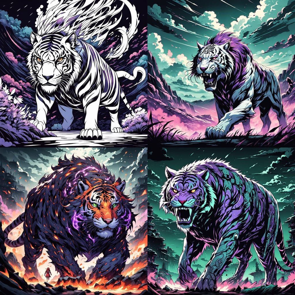 Tribal Saber Tooth Tiger in a Desolate Landscape